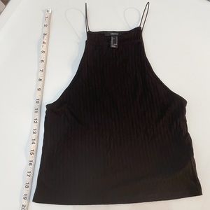 Black Ribbed Halter Tank Top